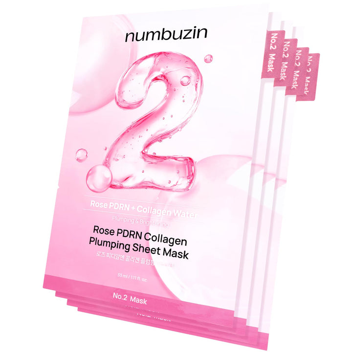 No.2 Rose PDRN Collagen Plumping Sheet Mask 4pks