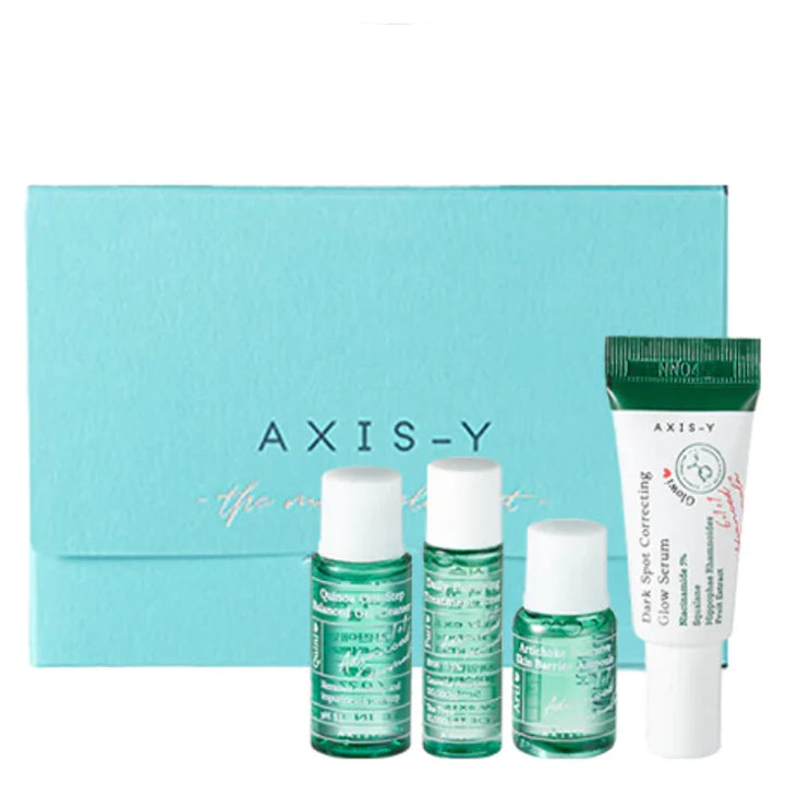 The Mini Glow Skin Care Set Toner, Cleanser, Ampoule, Dark Spot Correcting Glow Serum