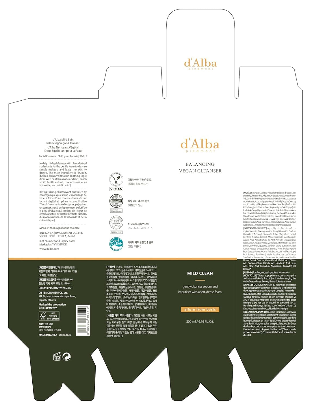 Italian White Truffle Mild Skin Balancing Vegan Cleanser 6.76 fl. oz / 200ml