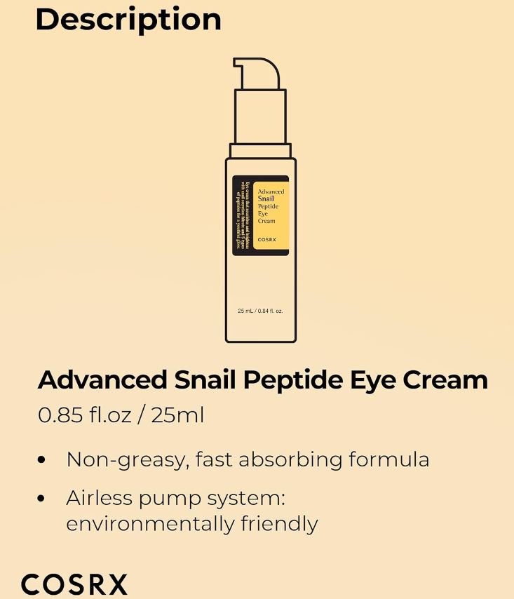 Snail Mucin Peptide Under Eye Cream 25ml / 0.84 fl. oz.