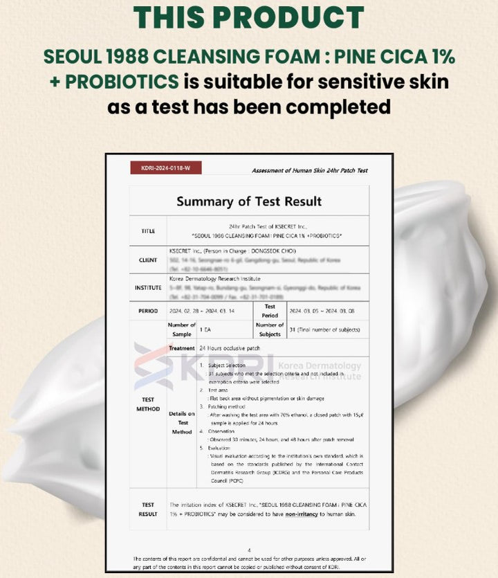 SEOUL 1988 Cleansing Foam : Pine Cica 1% + Probiotics 150ml / 5.07 fl. oz.