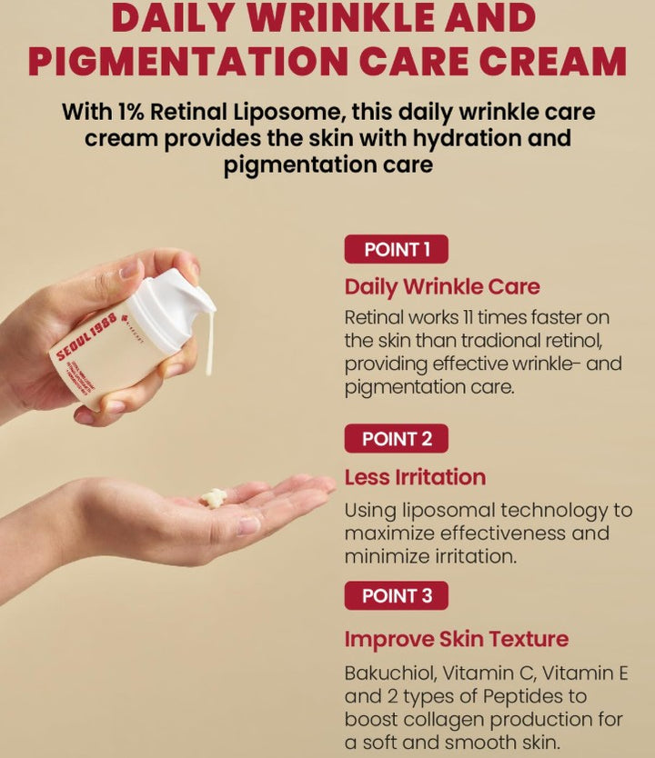 SEOUL 1988 Cream : Retinal Liposome 1% + Fermented Rice, 50ml / 1.69fl.oz.