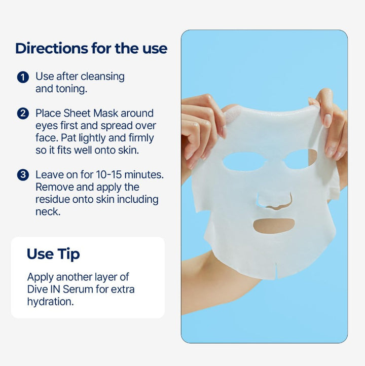 DIVE IN Hyaluronic Acid Facial Mask 10 sheets