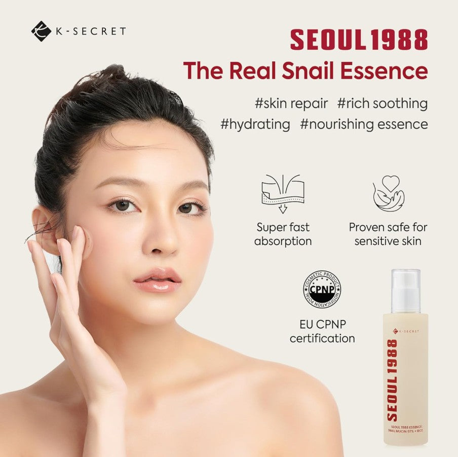 SEOUL 1988 Essence : Snail Mucin 97% + Rice 100ml / 3.38 fl. oz.