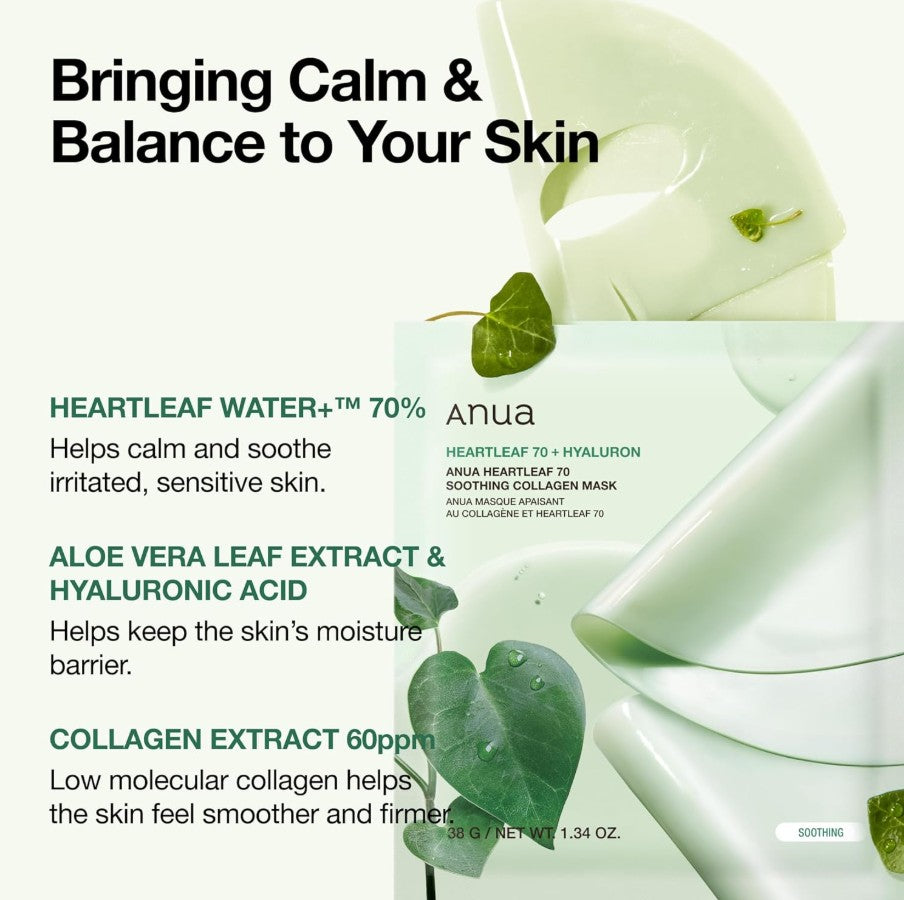 Heartleaf 70 Soothing Collagen Mask 4ea
