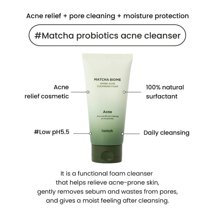 heimish Matcha Biome Acne Cleansing Foam 150ml / 5.3 oz.