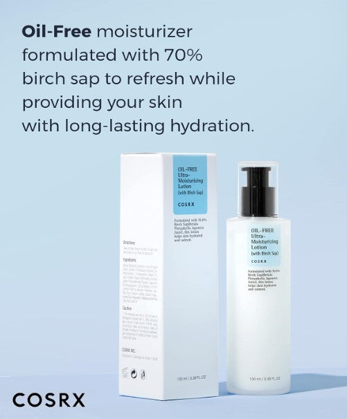 Oil Free Lotion with Birch Sap, Daily Acne Facial Moisturizer 3.38 fl. oz. / 100ml