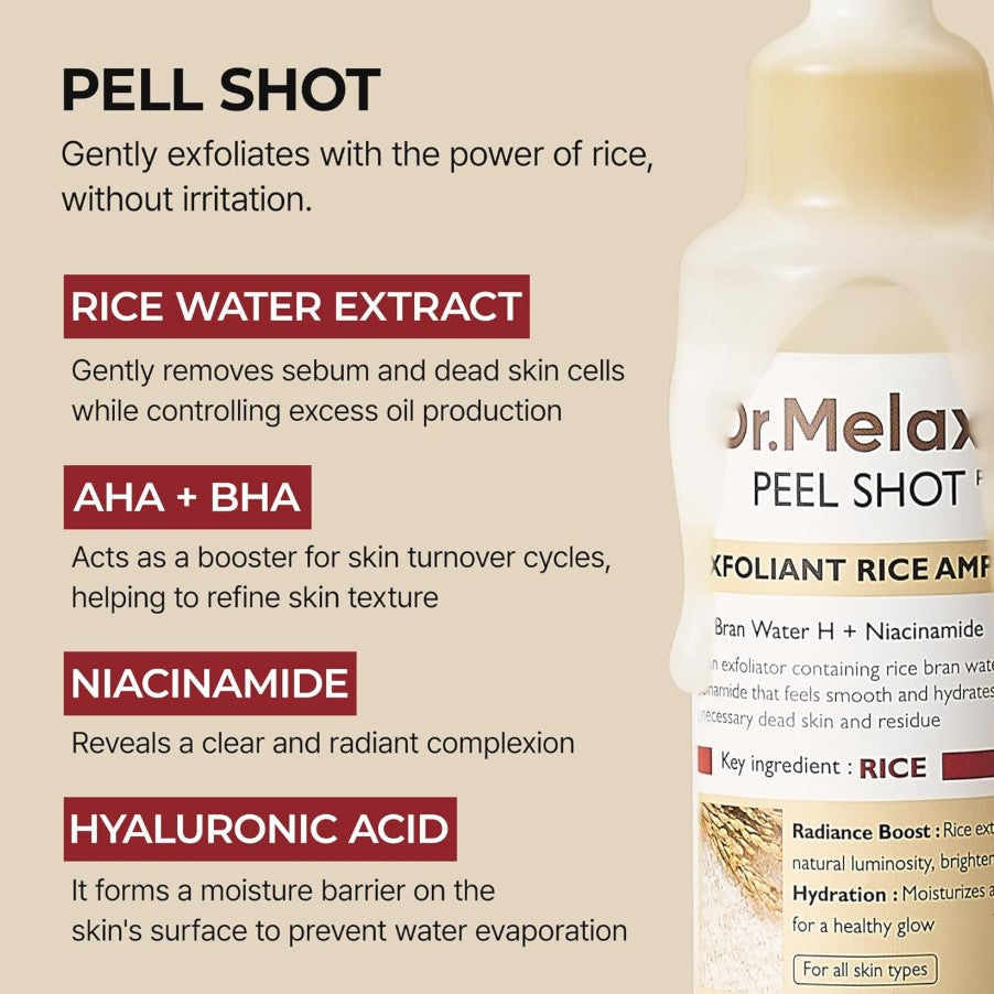 Peel Shot Glow White Rice Peeling Ampoule 80ml / 2.7 fl. oz.