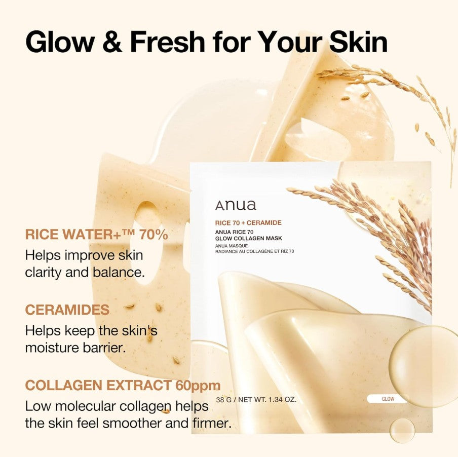 Rice 70 Glow Collagen Mask 4ea