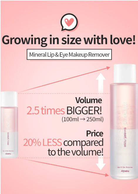 A'pieu Mineral Sweet Rose Lip & Eye Remover 100ml