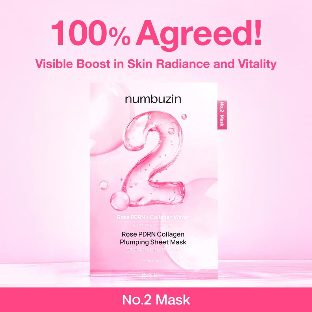 No.2 Rose PDRN Collagen Plumping Sheet Mask 5pks