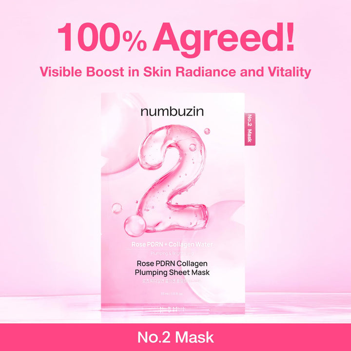 No.2 Rose PDRN Collagen Plumping Sheet Mask 5pks
