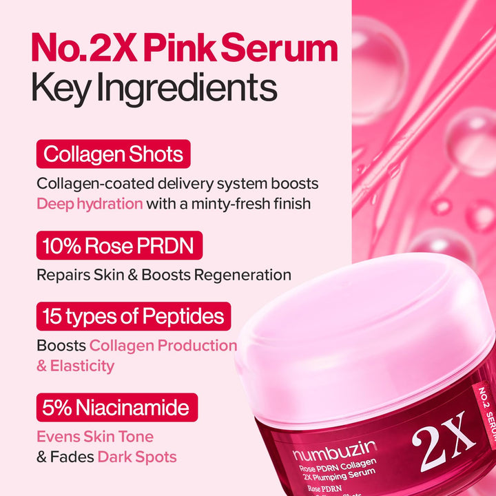 No.2X Rose PDRN Collagen 2X Plumping Serum 1.01 fl. oz. / 30ml