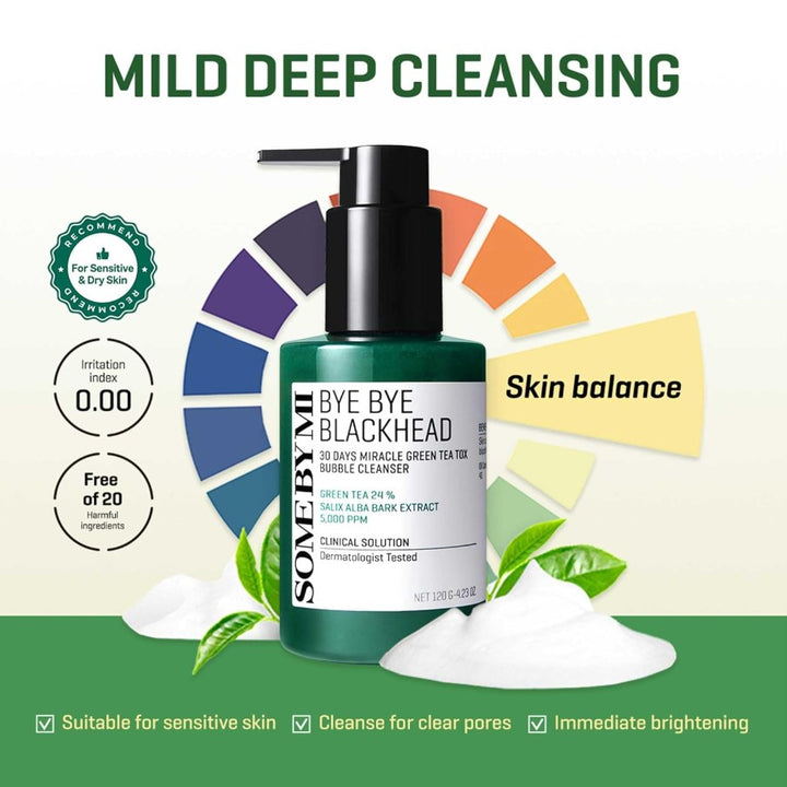 Bye Bye Blackhead 30 Days Miracle Green Tea Tox Bubble Cleanser 120ml / 4.23 oz