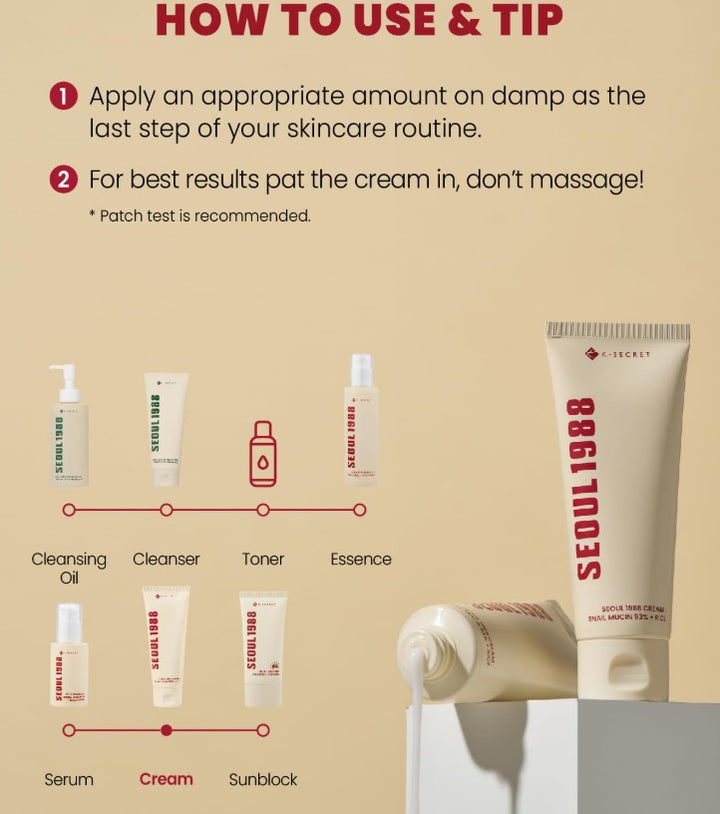 SEOUL 1988 Cream : Snail Mucin 93% + Rice, 100ml / 3.38fl.oz.