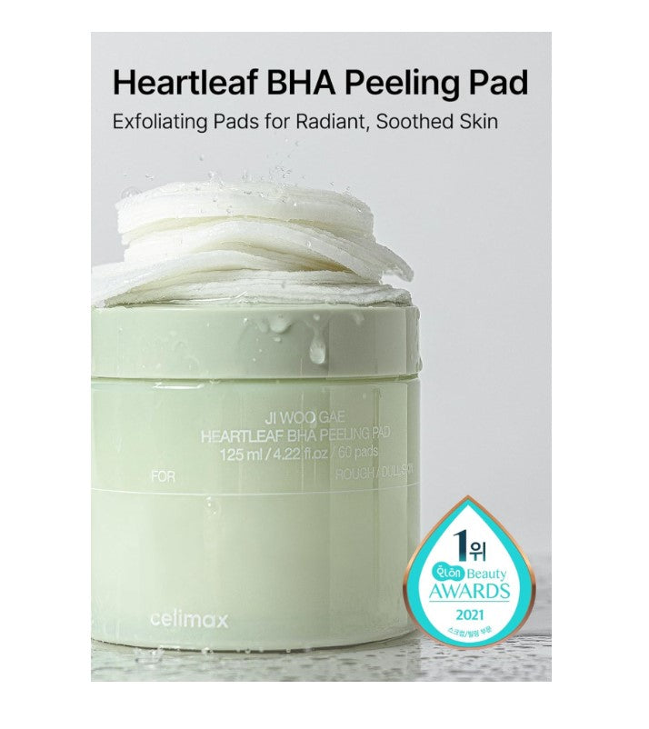 Ji.Woo.Gae Heartleaf BHA Peeling Pad 120ml / 4.22 fl. oz. / 60 Pads