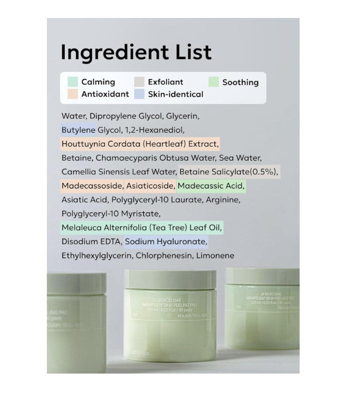 Ji.Woo.Gae Heartleaf BHA Peeling Pad 120ml / 4.22 fl. oz. / 60 Pads