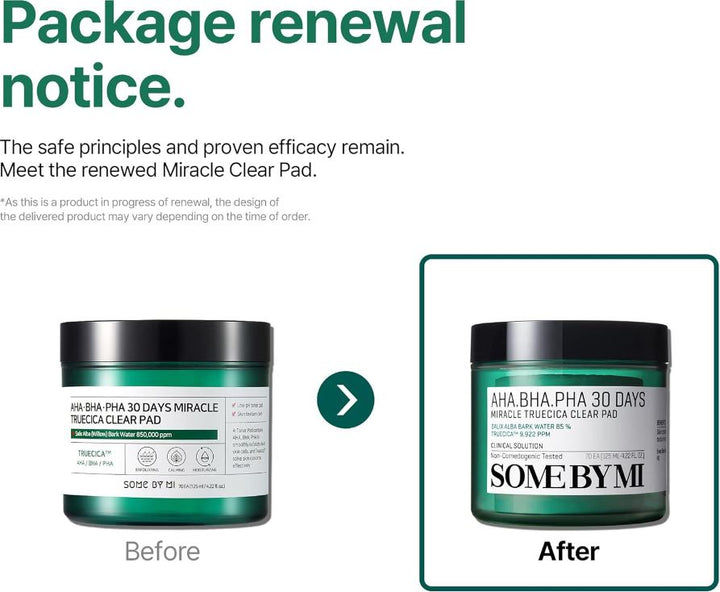 AHA BHA PHA 30 Days Miracle Truecica Clear Pad 70 Pads / 125ml / 4.22 fl. oz.