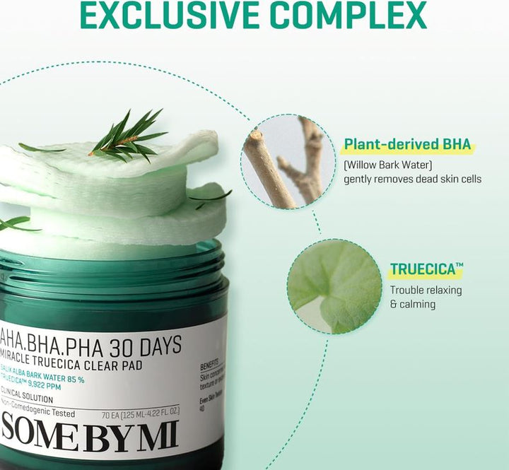 AHA BHA PHA 30 Days Miracle Truecica Clear Pad 70 Pads / 125ml / 4.22 fl. oz.