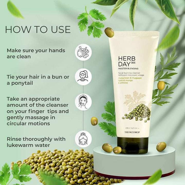 Herb Day 365 Master Blending Cleansing Foam Mung Bean & Mugwart Face Wash